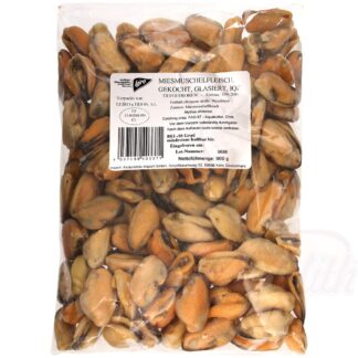 Mosselvlees (Mytilus chilensis), gekookt, geglazuurd, diepgevroren, 900 g