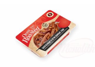 In de oven gebakken varkensoren, gesneden, gezouten en gekruid, met maïs- en koolzaadeiwithydrolysaat, 300 g