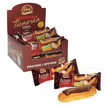 "Eclair classic" met crèmevulling en vetglazuur op cacaobasis, diepgevroren, 60 g